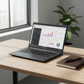 ASUS Vivobook Go 14 E1404FA laptop powered by AMD Ryzen 5 7520U with 16GB RAM and 512GB SSD, shown in a modern lifestyle workspace for study, productivity, and everyday computing.