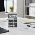 Casio LC-403TV on office desk used for financial work.