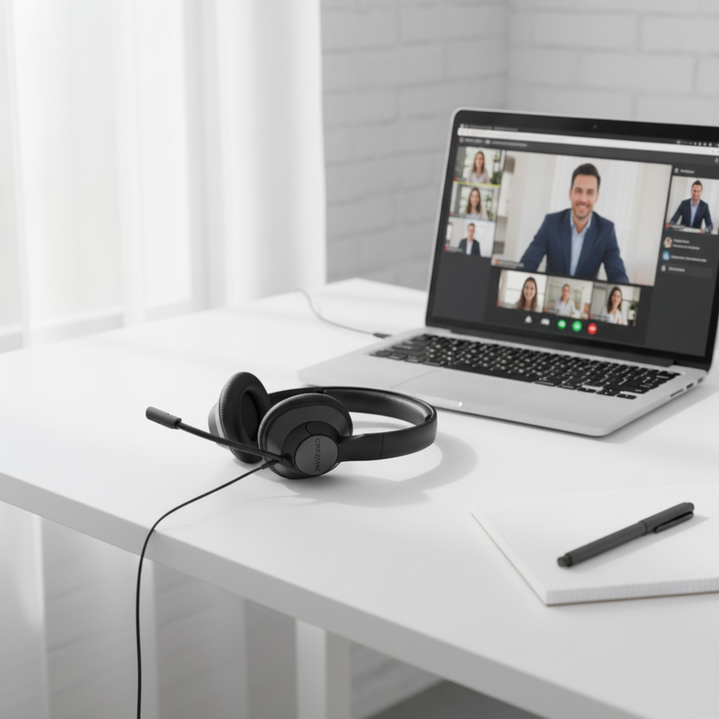 Creative HS-720 V2 USB on-ear headset with noise-cancelling microphone, lightweight design, and plug-and-play USB connectivity for work and online communication