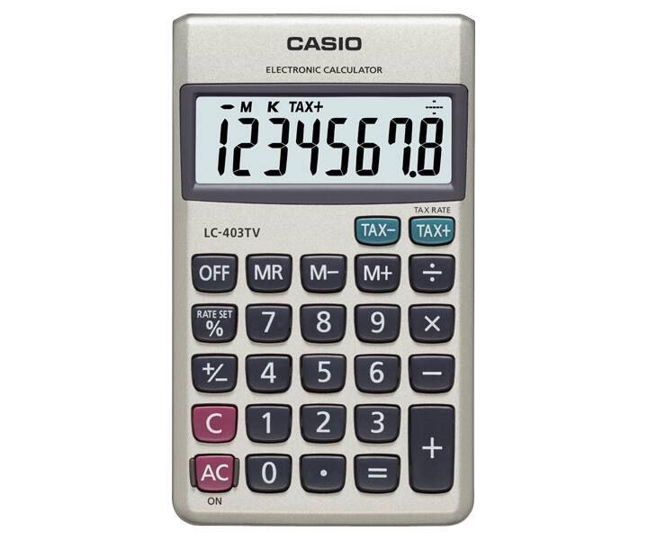 Casio LC-403TV 8-Digit Practical Calculator Metal Faceplate Portable Basic Financial Tool with Tax & Profit Functions