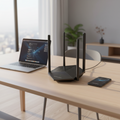 Mercusys MR60X AX1500 WiFi 6 dual-band router with Gigabit ports, four high-gain antennas, WPA3 security, and high-speed wireless connectivity for home networking