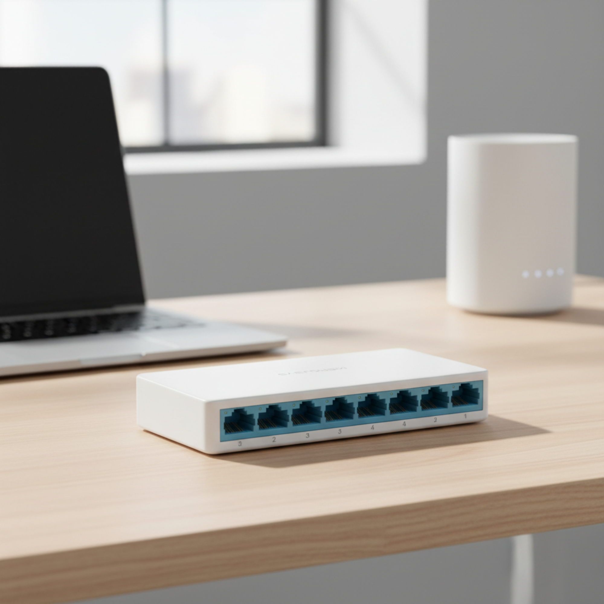 Mercusys MS108 8-port 10/100Mbps Ethernet switch for stable wired network connections in home and office setups with plug and play functionality
