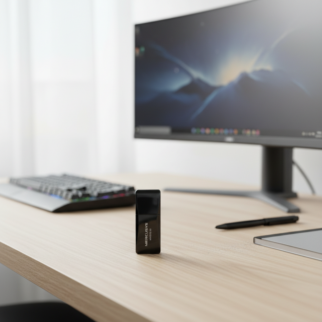 Mercusys MW300UM N300 USB WiFi adapter compact mini wireless dongle for 300Mbps internet connectivity on Windows laptops and desktop PCs