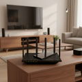 TP-Link Archer AX72 WiFi 6 router placed in living room providing whole-home coverage.