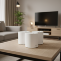 TP-Link Deco X60 mesh WiFi unit placed in a modern living room for whole home coverage.
