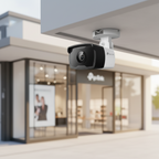 TP-Link VIGI C340I is mounted above a retail storefront entrance