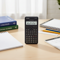 Casio fx-350MS-2 scientific calculator on a mathematics study desk.