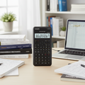 Casio fx-82MS-2 scientific calculator in a student learning workspace.